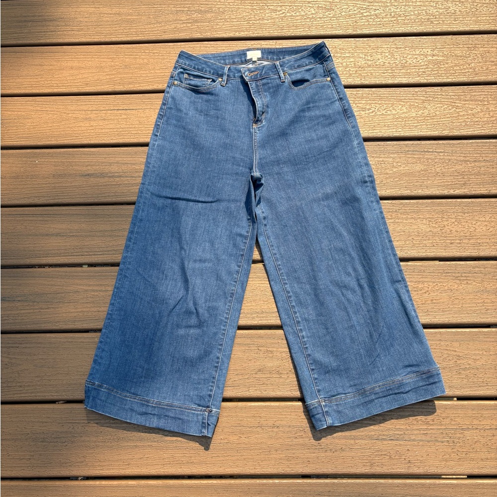 Ann Mashburn Gaucho Wide-Leg Blue Jeans